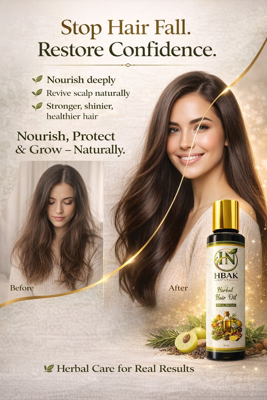 HBAK Naturals Pure Herbal Hair Oil – 12 Powerful Oils for Hair Fall Control, Deep Nourishment & Strong, Shiny Hair (100ml)