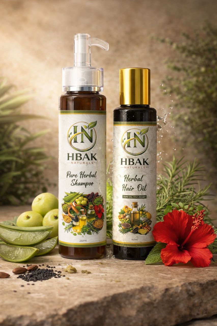 HBAK Naturals – 2-In-1 Pure Herbal Hair Care (Shampoo, Hair Oil & Combo Deal)